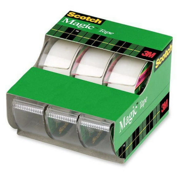 Scotch 3105 Magic Invisible Tape with Dispenser, 3/4" x 300", 3-Pack, Each