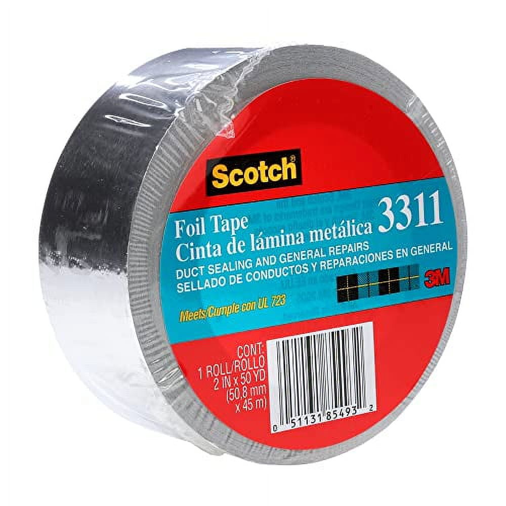 Scotch 3311 Aluminum Foil Tape - 2 in. x 5YD. Vapor Resistant Silver Foil  Tape Roll with Thermal Conductivity, Rubber Adhesive: Adhesive Tapes:  : Industrial & Scientific