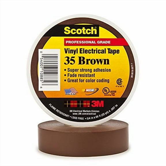 Scotch 35 Color Coding Tape, 3/4 in. x 66 ft. Brown