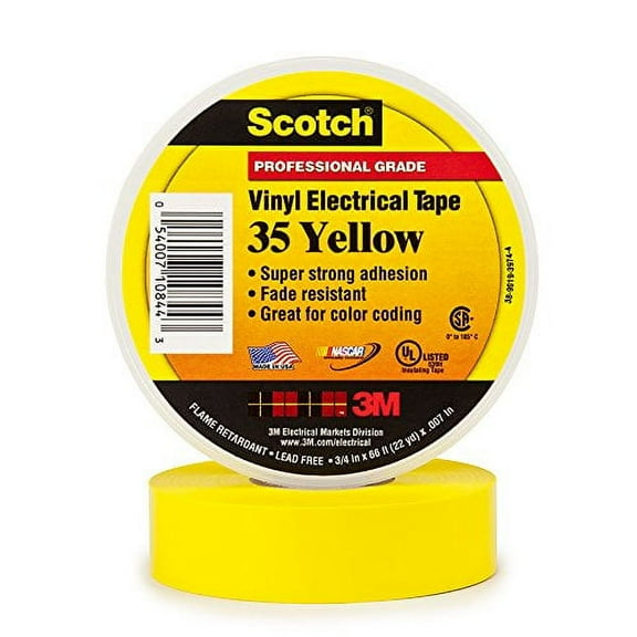 Scotch 35 Color Coding Tape, 3/4 in. x 66 ft. Yellow 3M