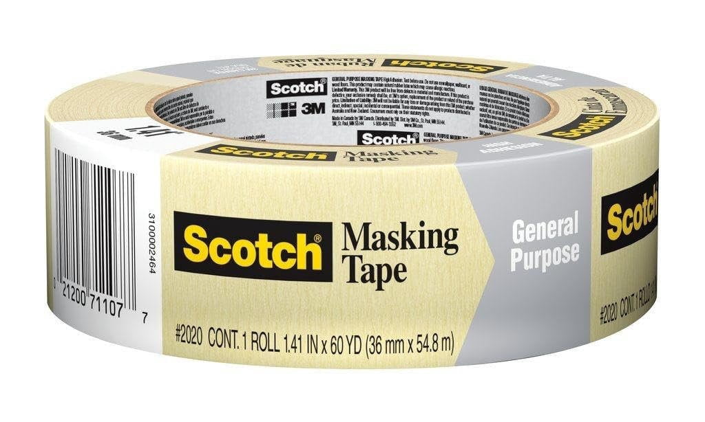 Scotch 36-Rolls of .94" x 60 Yds 3M 2020-24AP Tan Contractor Grade Masking Tape