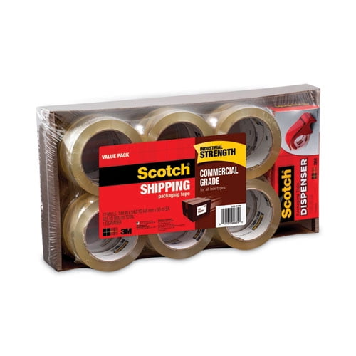 Scotch 3750 Commercial Grade Packaging Tape With Dp300 Dispenser, 3" Core, 1.88" X 54.6 Yds