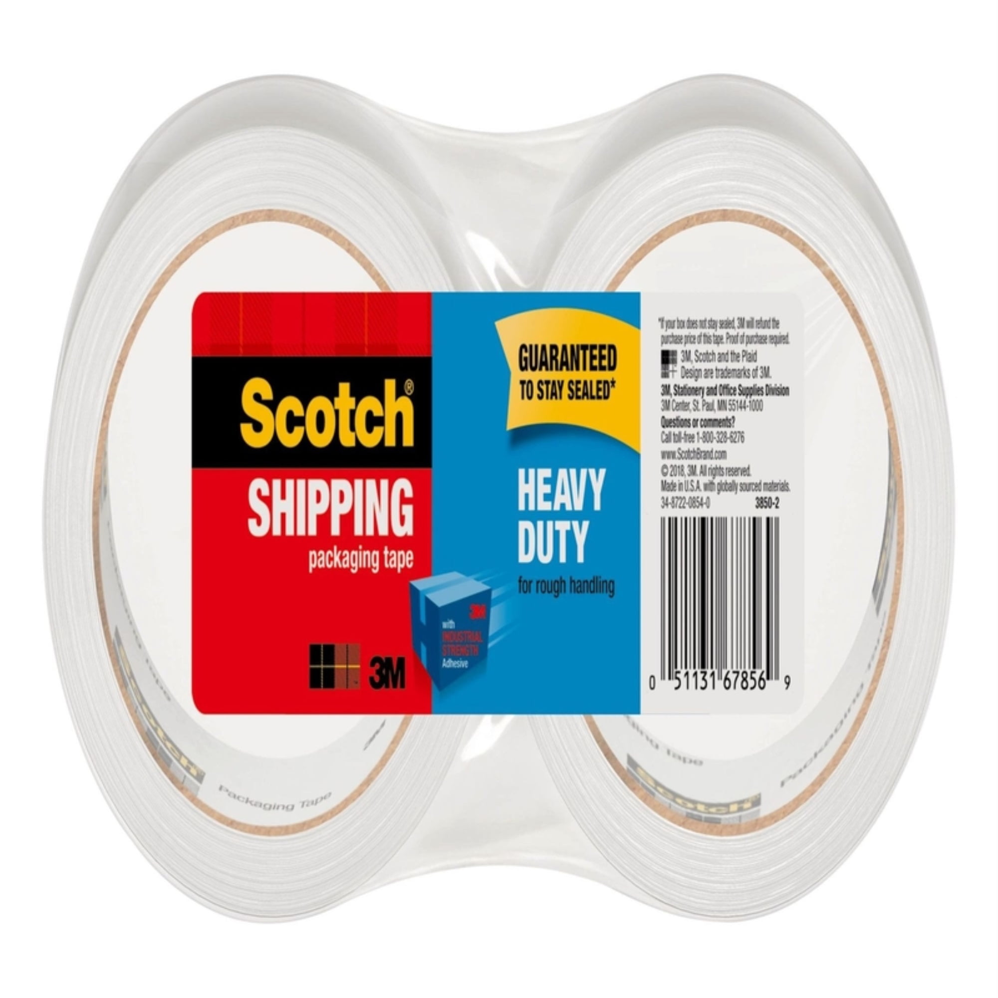 Scotch 3850-2 Packaging Tape, 54.6 yd L, 1.88 in W, Polypropylene ...