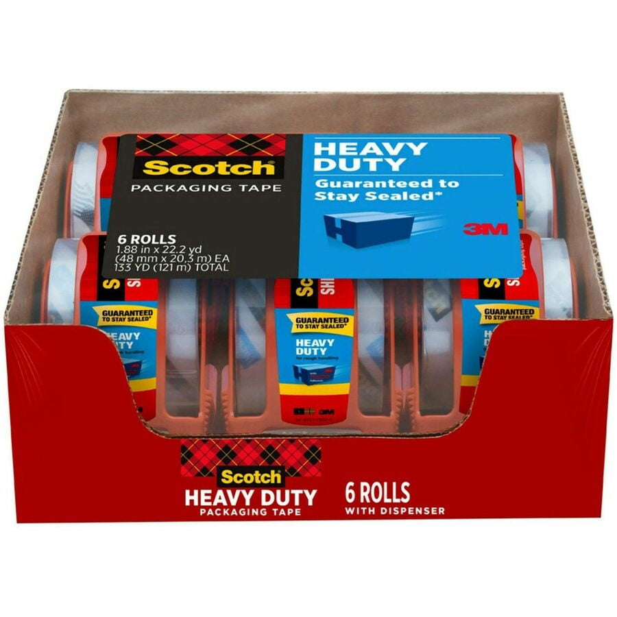 Scotch 3850 Heavy-Duty Packaging Tape in Sure Start Disp., 1.88" x 800", Clear, 6/Pack -MMM1426
