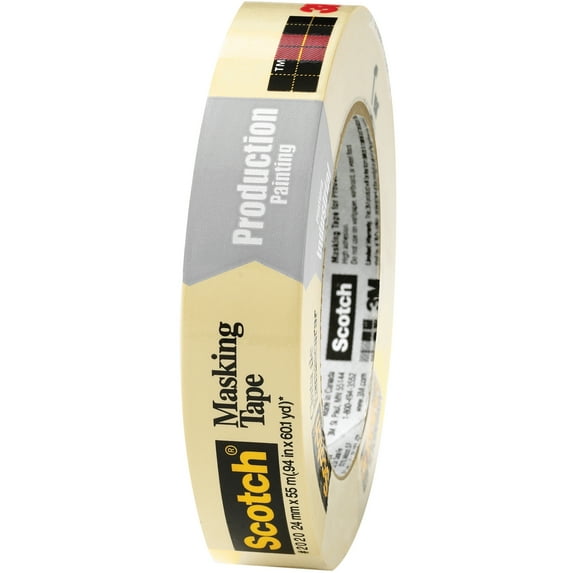 Scotch 3M 2020 Masking Tape 5.2 Mil 1" x 60 yds. Natural 36/Case T9352020