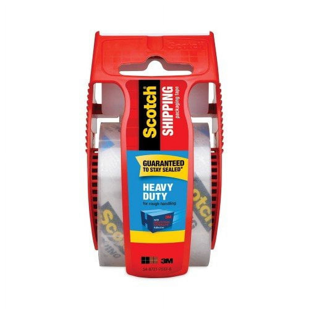 Scotch-3PK Scotch 3850 Heavy-Duty Packaging Tape with Dispenser, 1.5" Core, 1.88" x 66.66 ft, Clear (142)