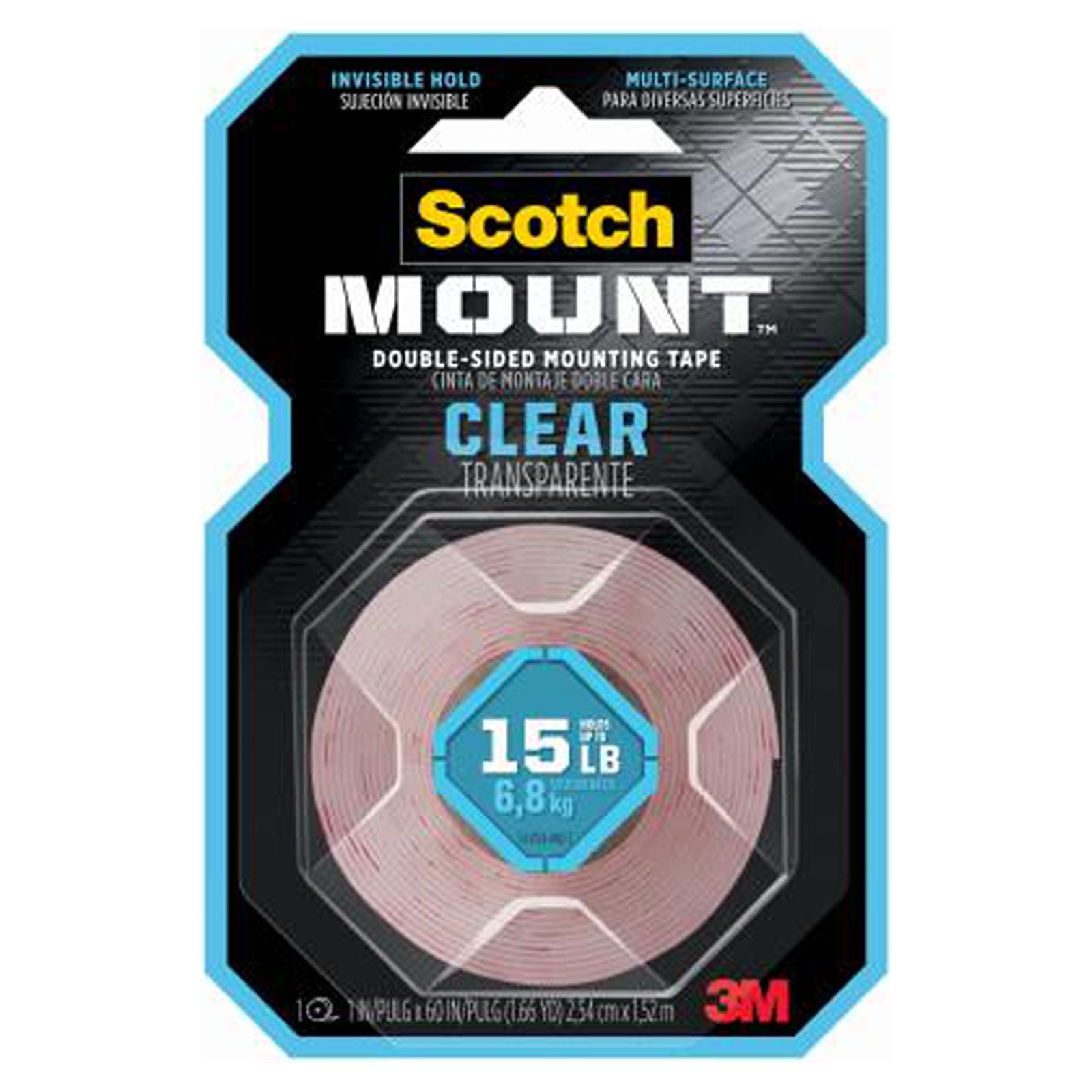 Scotch 410H Double-Sided Mounting Tape, Clear, 1 x 60 In. - Quantity 4