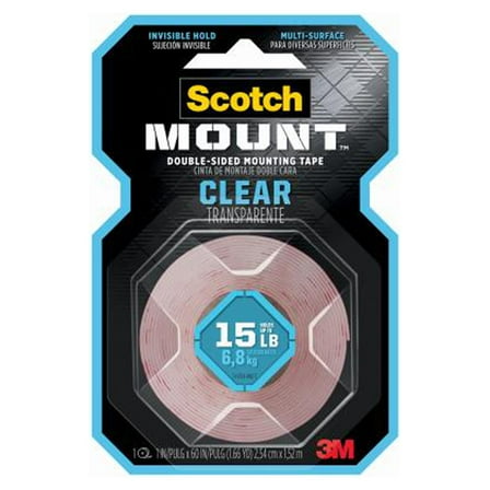 Scotch 410H Double-Sided Mounting Tape, Clear, 1 x 60 In. - Quantity 4