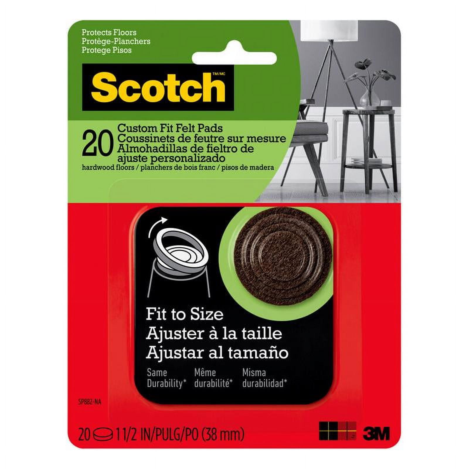 Scotch 5036388 1.5 in. Round Felt Self Adhesive Protective Pad, Brown - Case of 20 - Pack of 6