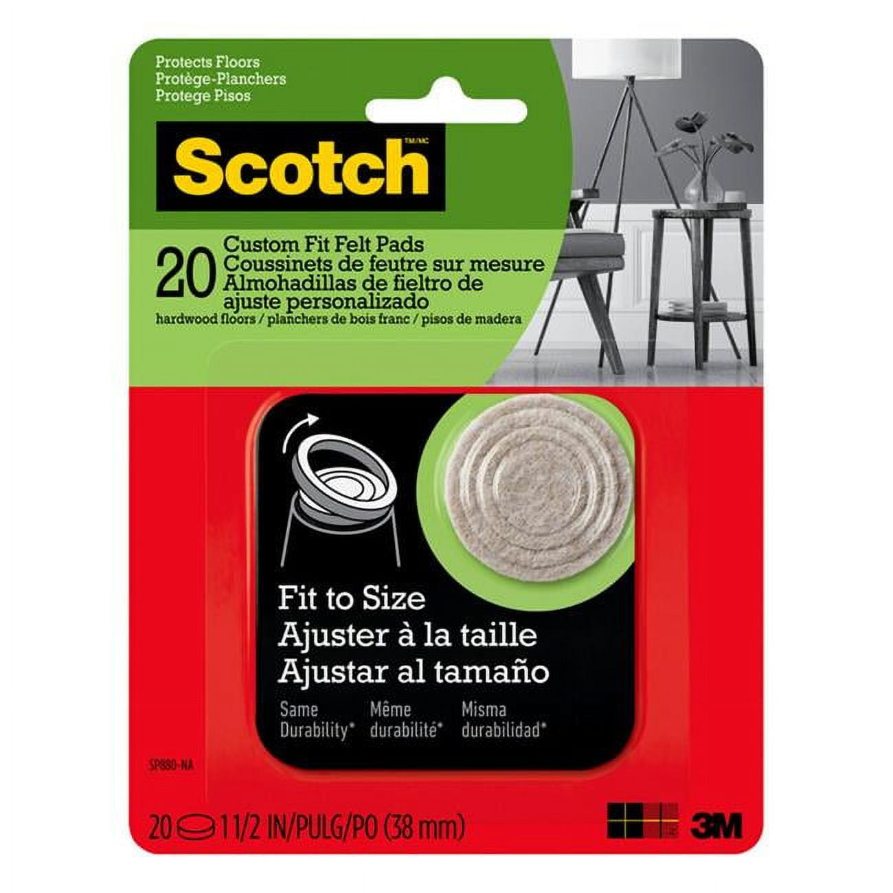 Beige Self-Adhesive Felt Furniture Pads, 1.5 inch, Pack of 20