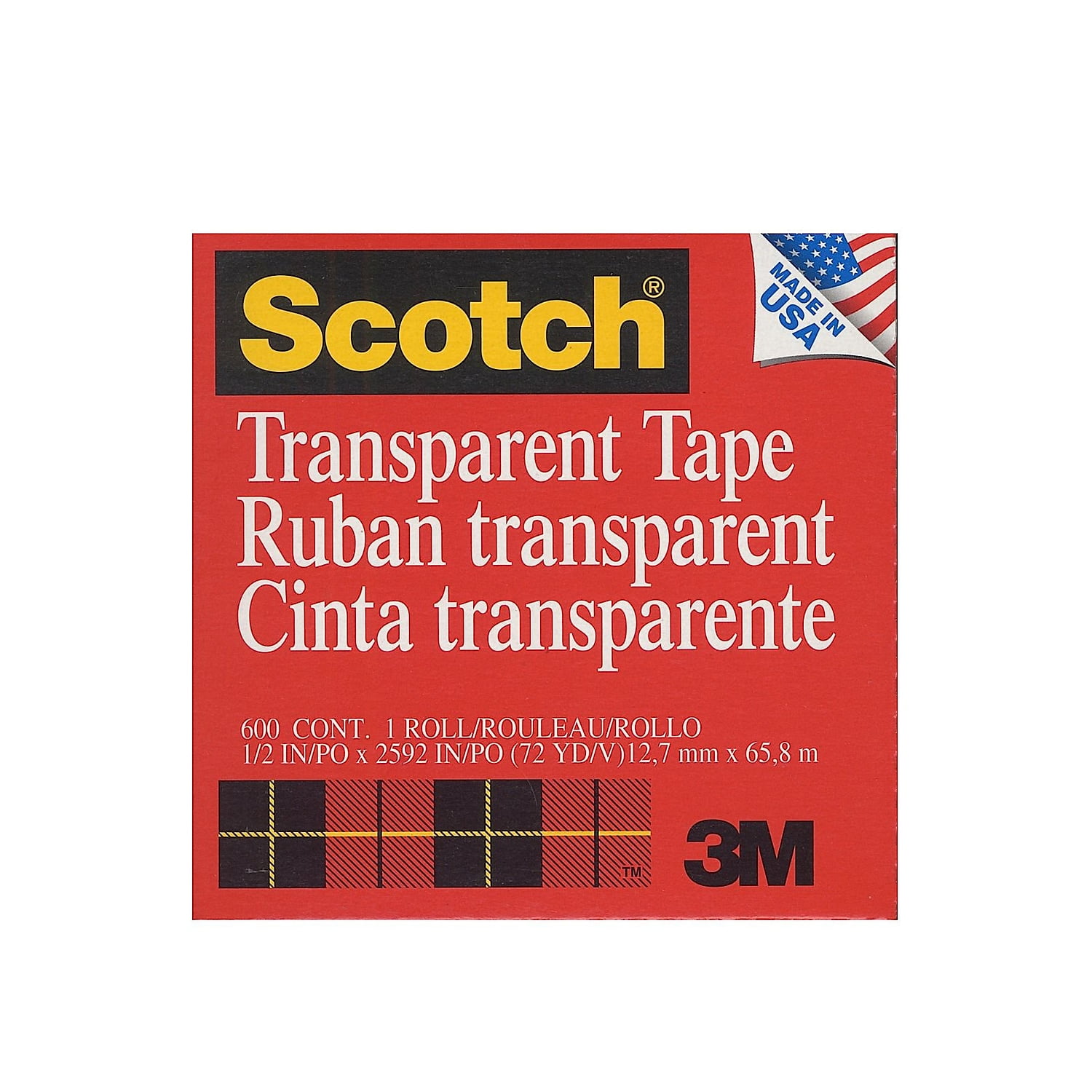 Scotch 600 Refill Transparent Tape 1/2" x 72 yds. 6/Pack (6PK-6001236) 82631-PK6