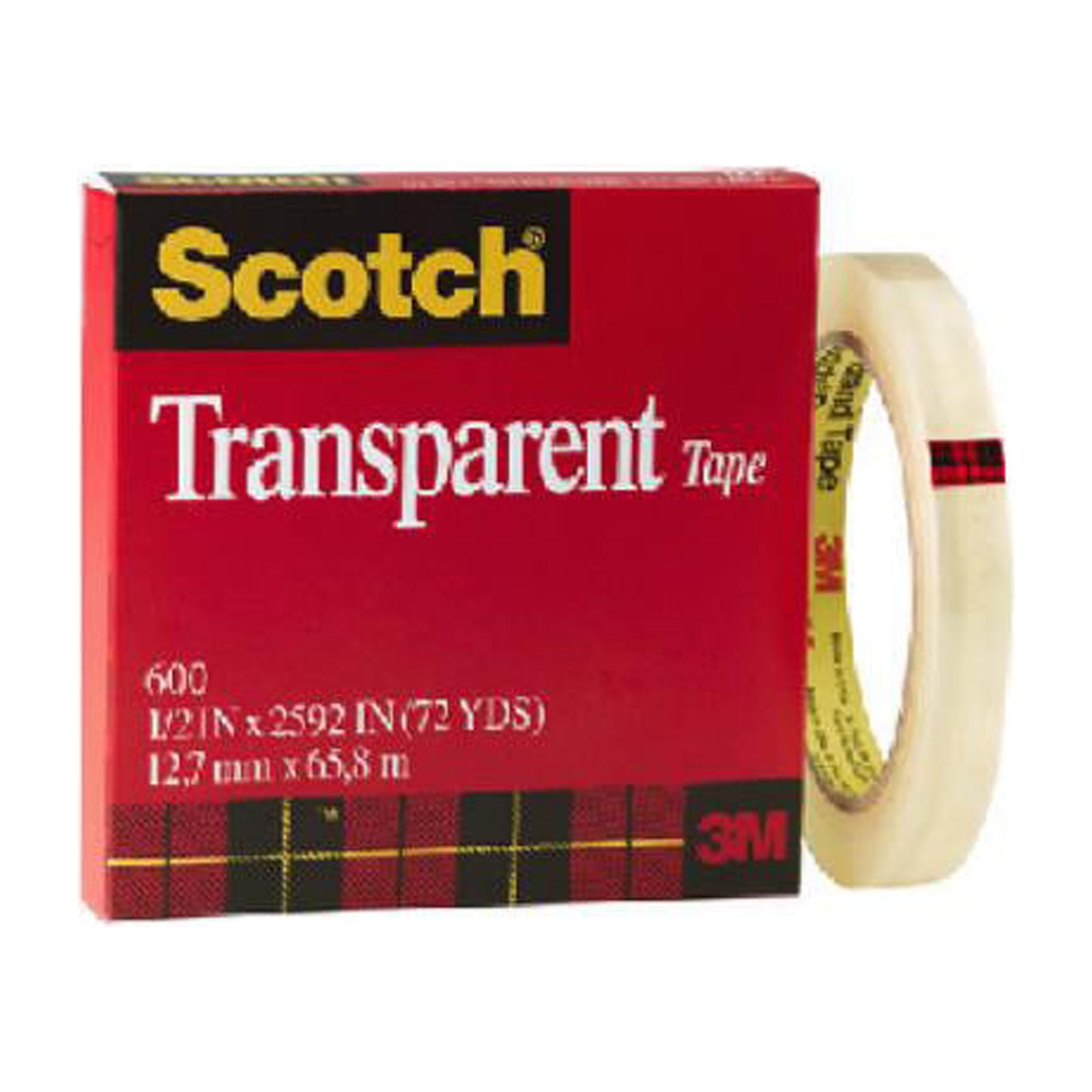 Scotch Narrow Transparent Tape: 1/2 in. x 72 yds. (Transparent) [12-pack]