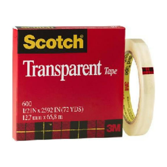 Scotch 600 Transparent Tape, .5 In. x 72 Yds. - Quantity 12