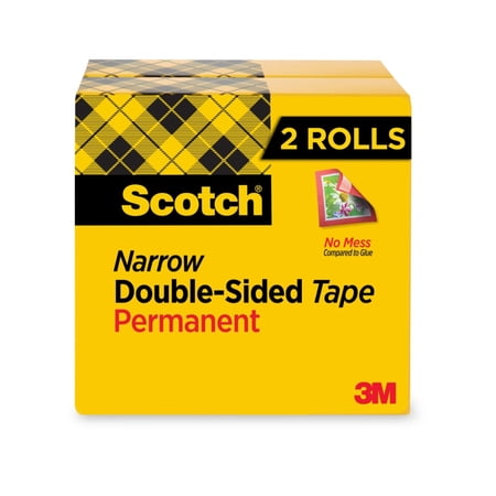 Scotch 665 Double-Sided Tape, 1/2" x 900", 1" Core, Clear, 2/Pack -MMM6652PK
