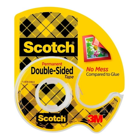 Scotch 665 Double-Sided Tape in Handheld Dispenser, 0.50 x 250 Inches, Clear