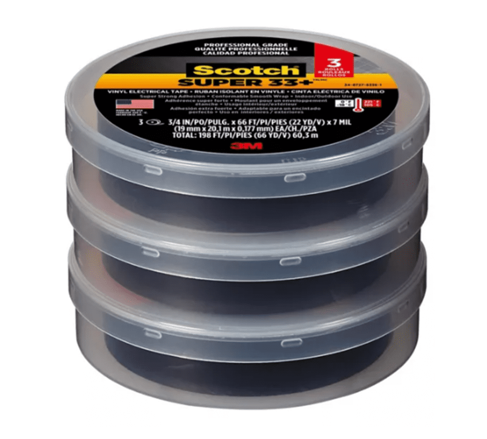 Scotch 7100092424 Super 33+ TM Vinyl Electrical Tape, 3-Pack