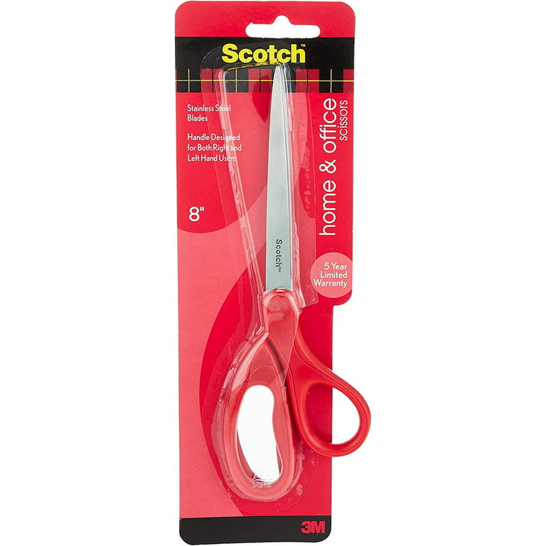 Scotch Household Scissor, 7-Inches Red Handle Light Duty Cutting Stainless  Steel