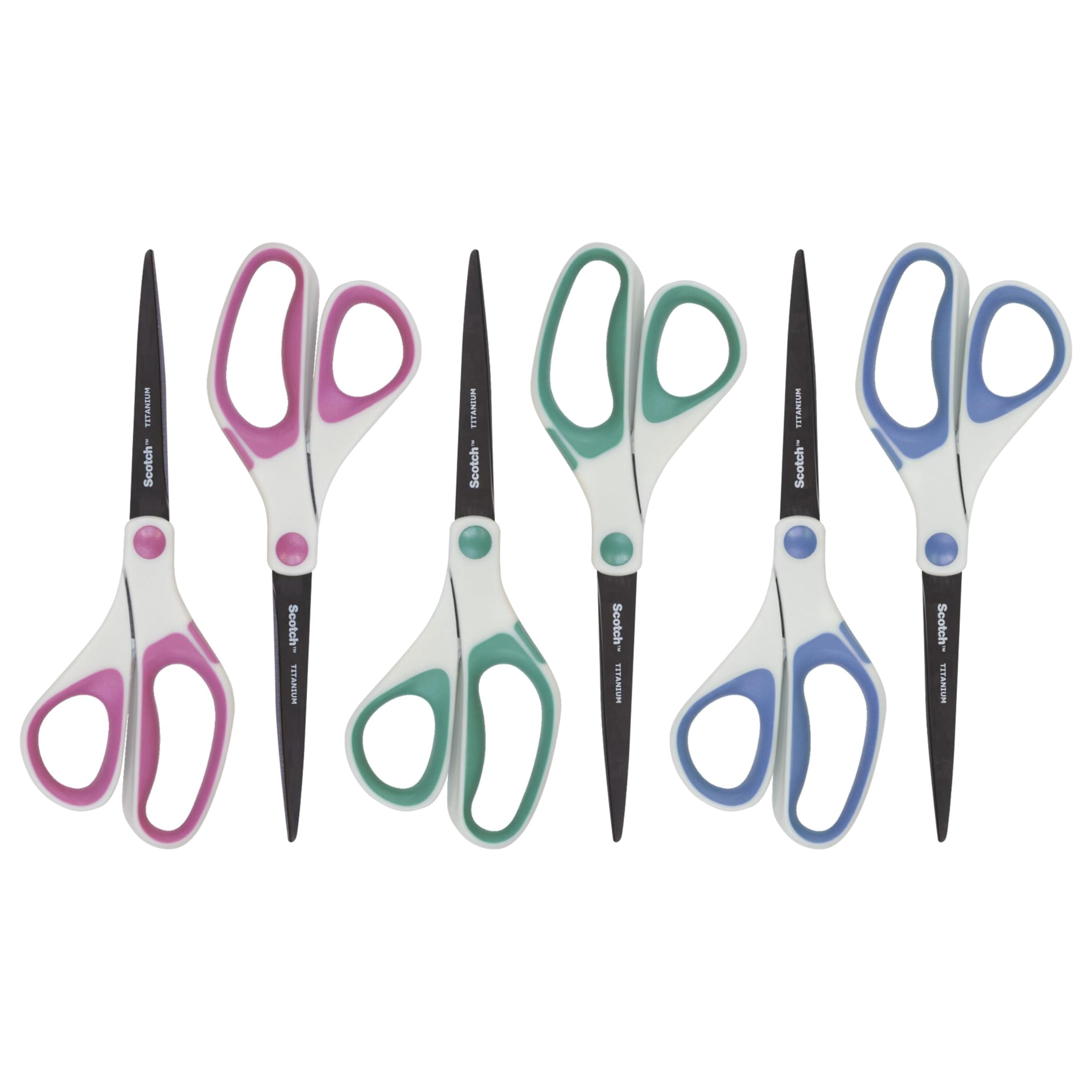 Scotch 8" Precision Ultra Edge Titanium Scissors, Ideal for Fabric, Crafts, and Photos, 6-Pack