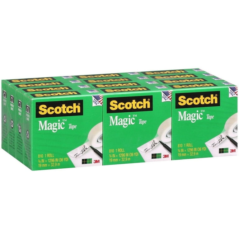 Scotch 810 Magic Tape, 3/4 inch x 1296 inch - 12 Rolls