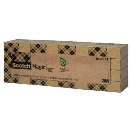 Scotch 812-16P 1 in. Core 0.75 in. x 75 ft. Magic Greener Tape - Clear (16-Piece/Pack)