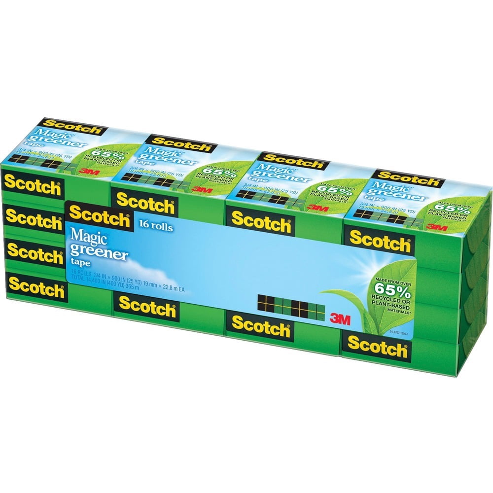 Scotch 812-16P 1 in. Core 0.75 in. x 75 ft. Magic Greener Tape - Clear (16-Piece/Pack)