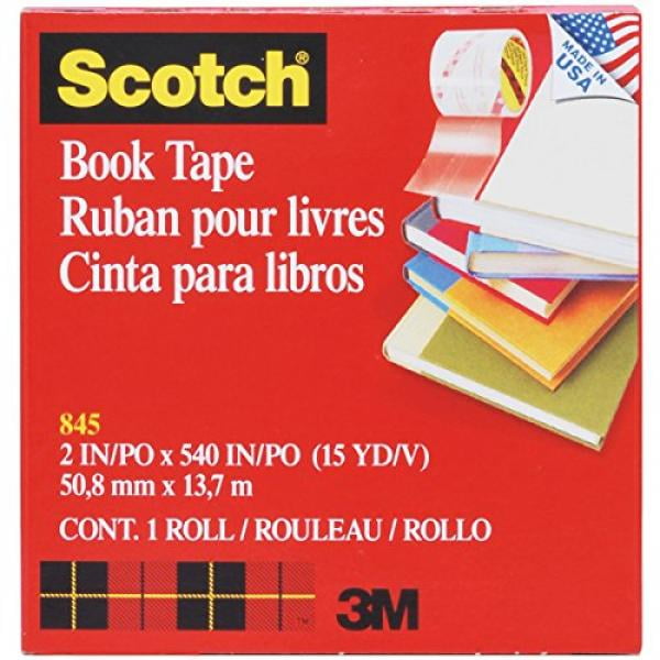 Scotch Book Tape, 845-R, 2 in x 540 in, 1 Roll/Pack (845-R2