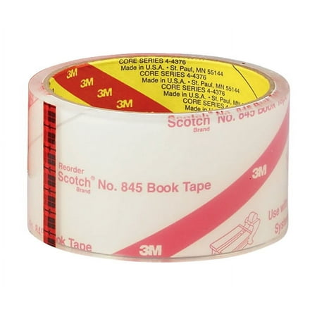 Scotch 845 Book Tape, 2 Inches x 15 Yards, 3 Inch Core, Crystal Clear