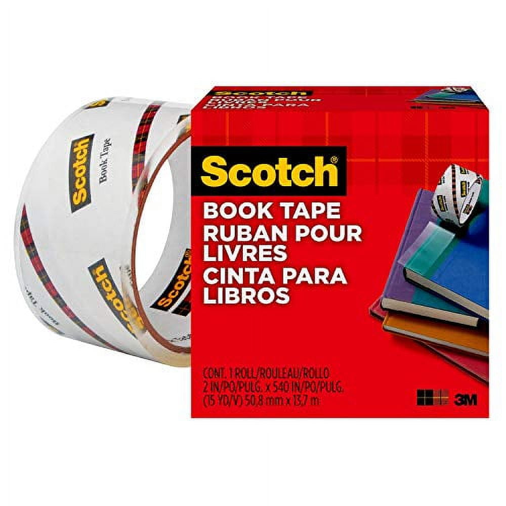 Scotch 845 Book Tape, 2 Inches x 15 Yards, 3 Inch Core, Crystal Clear
