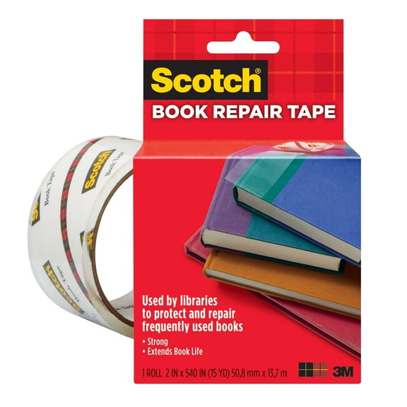 Scotch 845 Book Tape, Crystal Clear, 2" x 15 yards, 3" Core