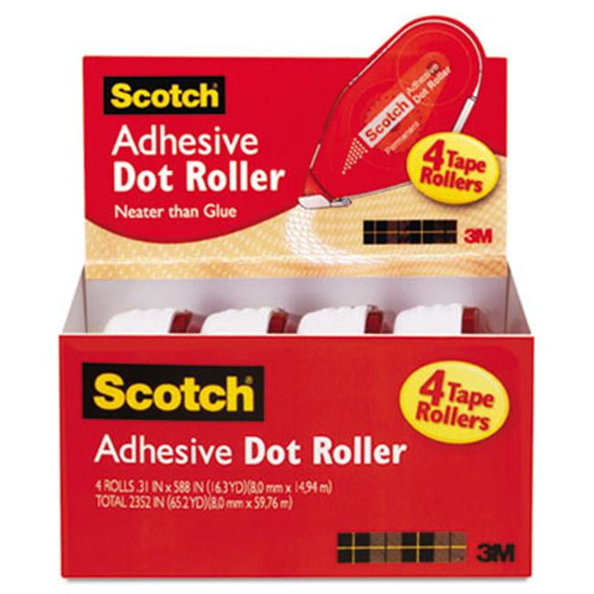 Scotch  Adhesive Dot Roller Value Pack  0.3 in x 49 ft.  4-PK