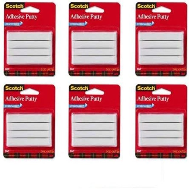 Scotch Adhesive Putty, Removable 2 oz, 6PACK