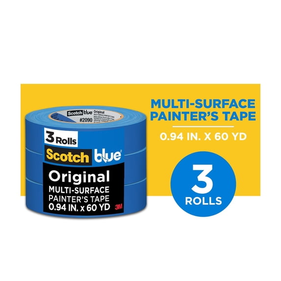 Scotch Blue Painter's Tape, 0.94 in. x 60 yd., 3 Pack, Original Multi-Surface, Paint Supplies