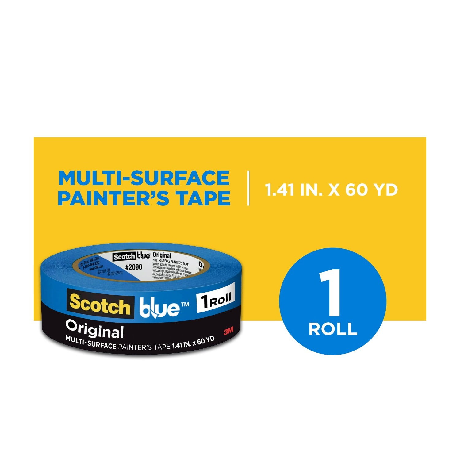 ScotchBlue Painter's Tape 1.41 in. x 60 yd. Multi-Surface Masking Tape ...