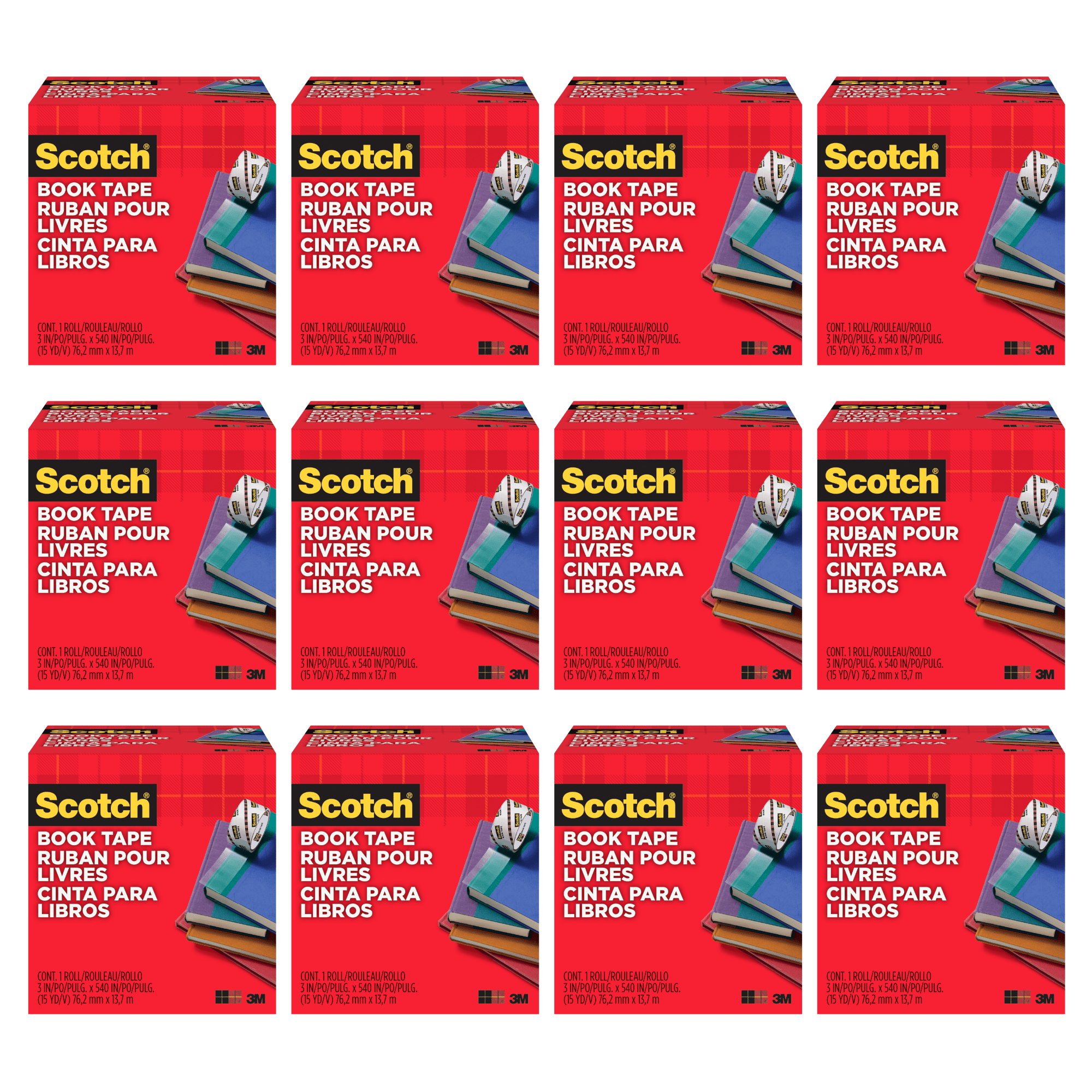 Scotch Book Tape: 3 in. x 15 yds. (Clear) [12-pack]