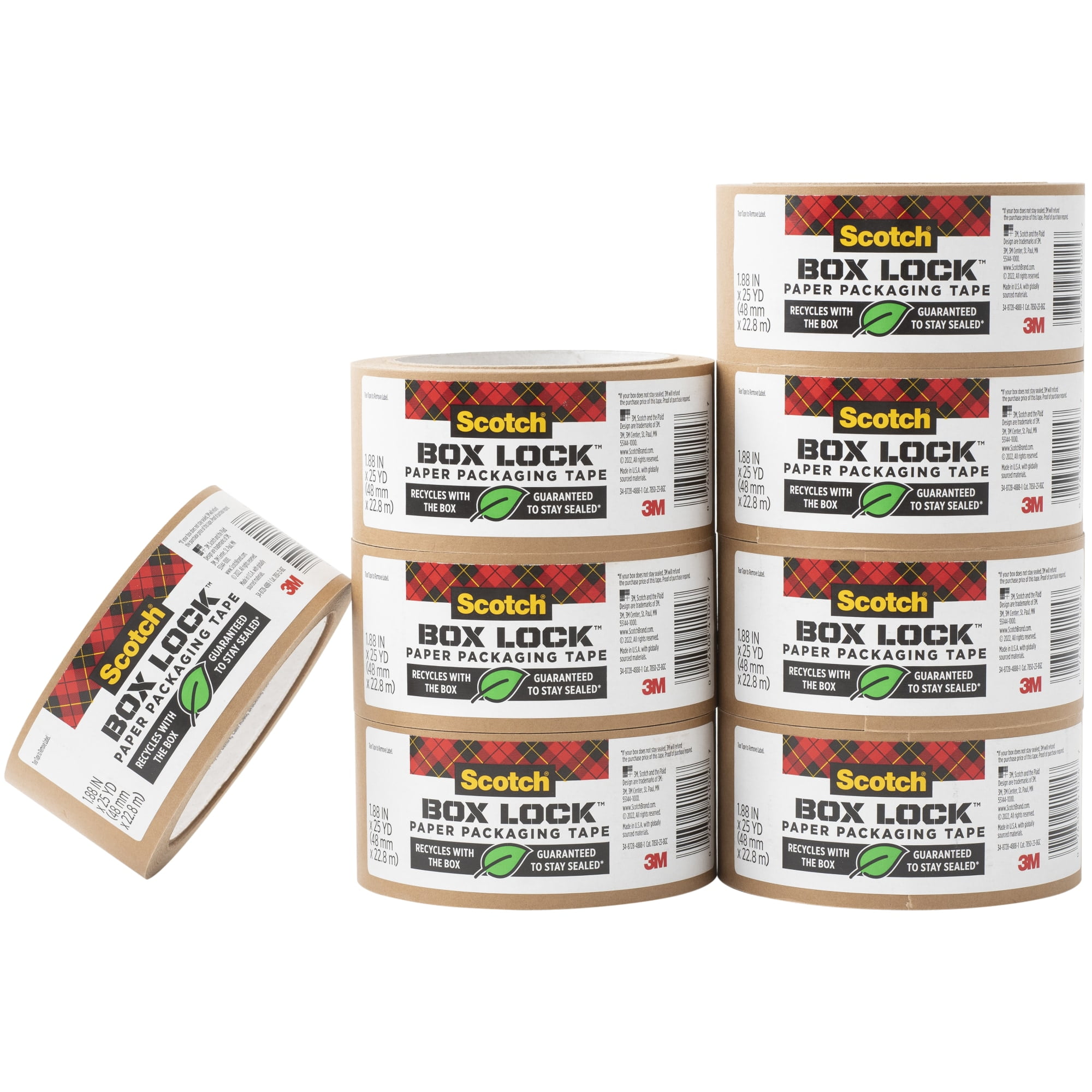 Scotch Box Lock Paper Packaging Tape 1.88" x 25 yds. Brown (7850238GC