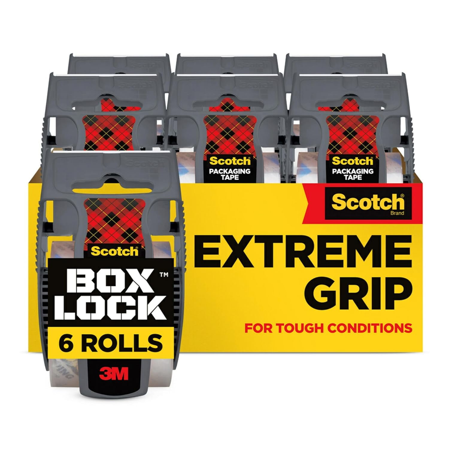 Scotch Box Lock Packing Tape, Clear, Extreme Grip Moving Tape, 1.88 in