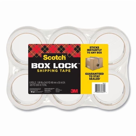Scotch Box Lock Shipping Packaging Tape, 3 in. Core