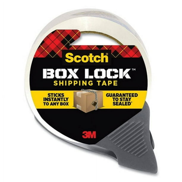 Box Lock Shipping Packaging Tape with Refillable Dispenser, 3 Box Lock Shipping Packaging Tape with Refillable Dispenser, 3