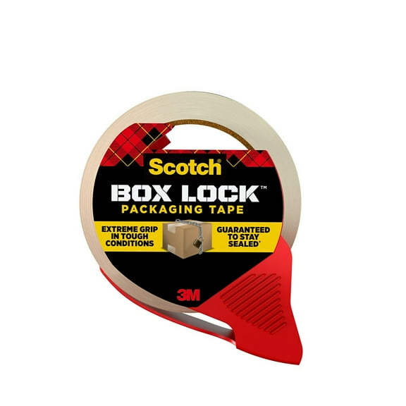 Scotch Box Lock Packaging Tape - 54.60 yd Length x 1.88" Width - Dispenser Included - 1 Roll - Clear
