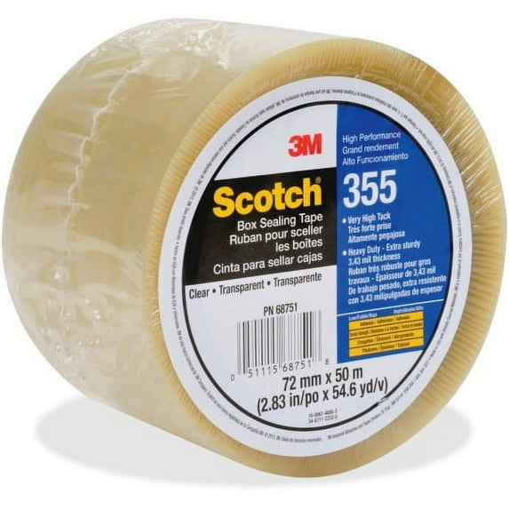 Scotch, MMM35572X50CL, Box-Sealing Tape 355, 1 / Roll, Clear