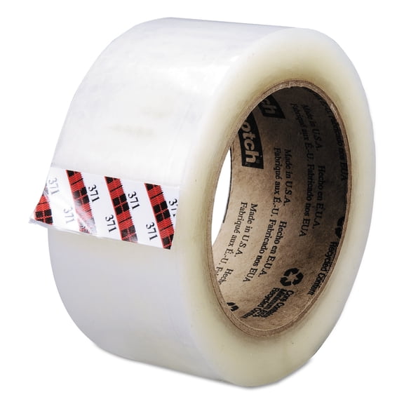 Scotch Box Sealing Tape, 48 mm x 100 m, 3" Core, Clear, 36/Carton