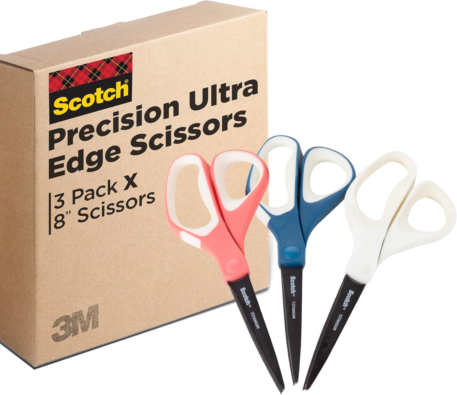 Scotch Brand Precision Ultra Edge Scissors, 8 Inch, 3Pack (14583AMZ