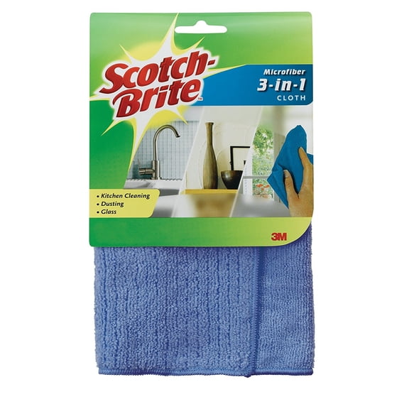 Scotch-Brite 3-in-1 Microfiber Kitchen Cloth, Streak-Free Cleaning, 1 Cloth