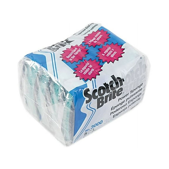 Scotch-Brite 3000CC Power Sponge, Teal, 2 7/8 x 4 1/2, 5/Pack