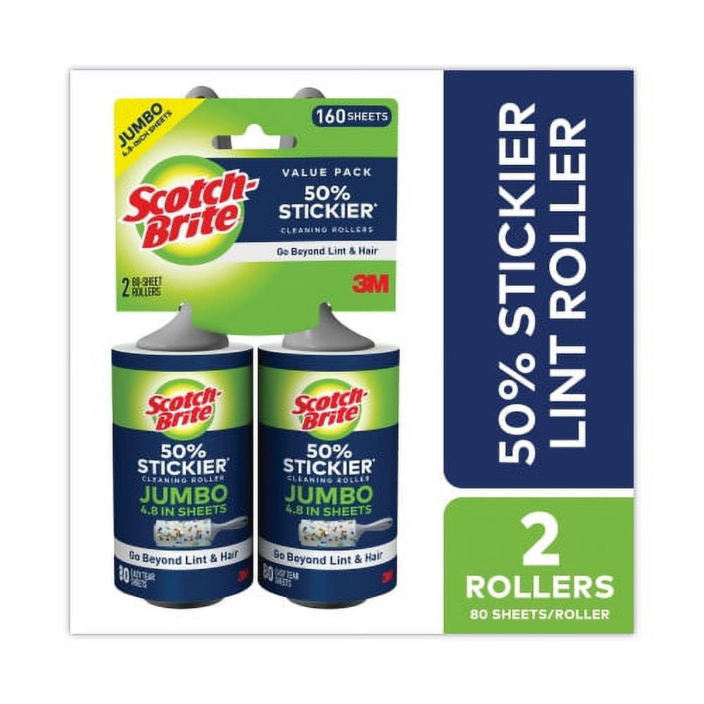 3M Scotch 50% Più Appiccicoso Rullo Pelucchi Scotch-Brite Per Grandi Superfici: 8 Pollici X 31,4 Piedi (60 Fogli) – Ricarica Naturale Per Una Casa Sempre Pulita!