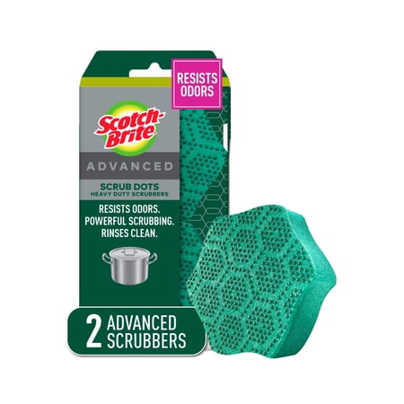 Scotch-Brite Advanced Scrub Dots Heavy Duty Scrubbers, 2 Scrubbers