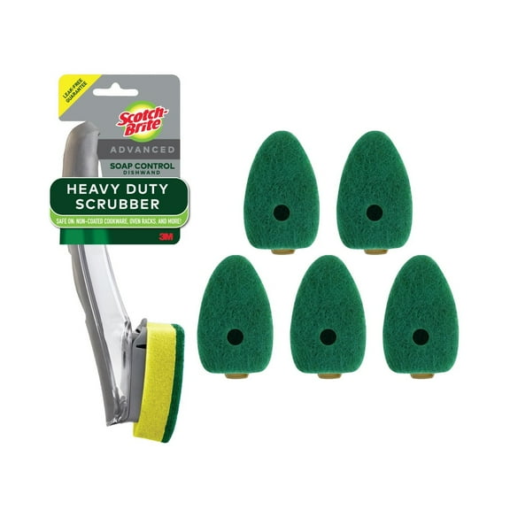Scotch-Brite Advanced Soap Control Dishwand and Heavy Duty Refills, 1 Dishwand and 5 Refills