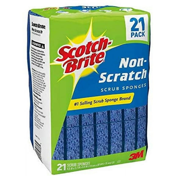 Scotch Brite Blue Non-Scratch Scrub Sponges 21 PACK 3M Individually Wrapped NEW