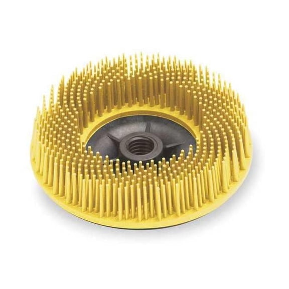 Bristle Disc, 4-1/2 in x 5/8 in-11, 80 Grit, Ceramic, 12000 rpm, Yellow