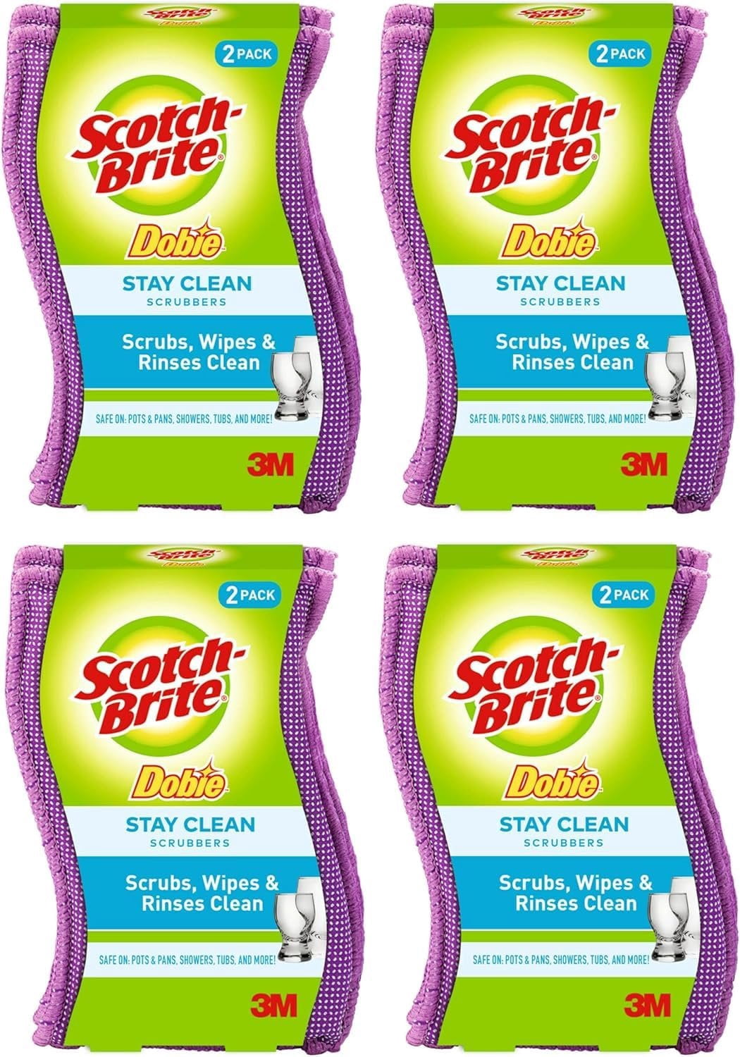 Scotch-Brite Clean & Rinse Scrubber - 2 ct, 4 Pack Total 8 sponges